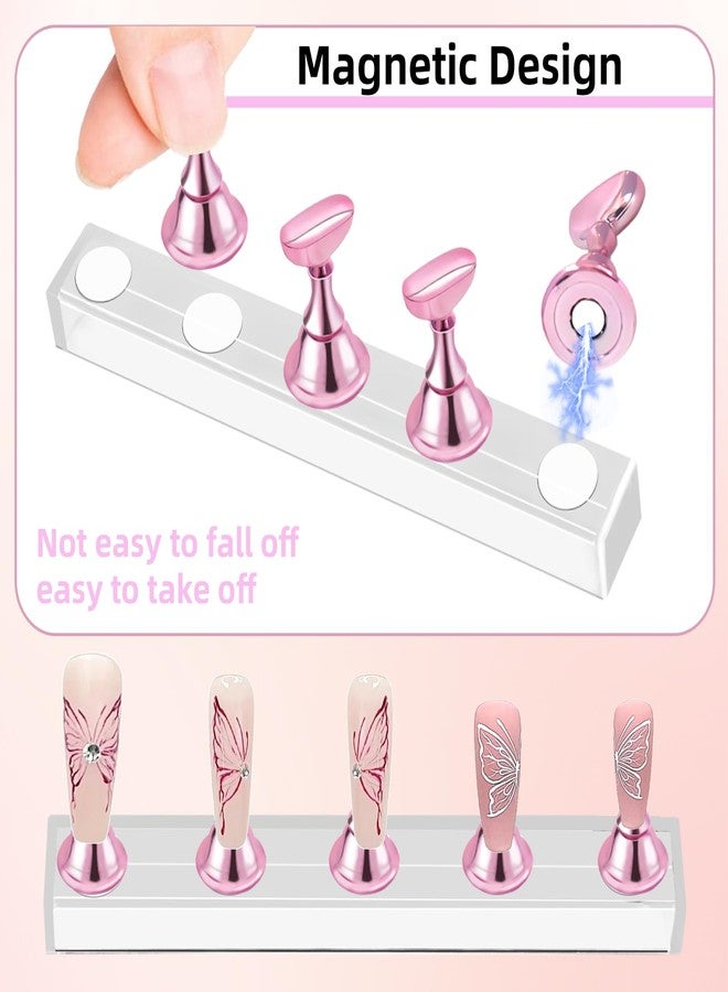 TKYZMS 2 Set Nail Stand,Nail Holder Stand with 100 Pcs Double Sided Tape,Press on Nail Stand,Nail Practice Hand,Nail Holder for Painting Nails,for Nail Art Display,Home DIY Beginner Salon Supplies(Pink) - Image 5